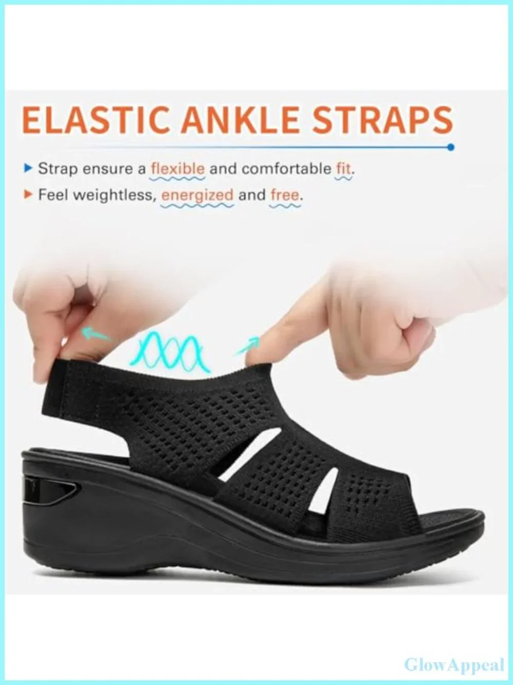 Platform Walking Sandals Memory Foam Open Toe Breathable Mesh Slingback